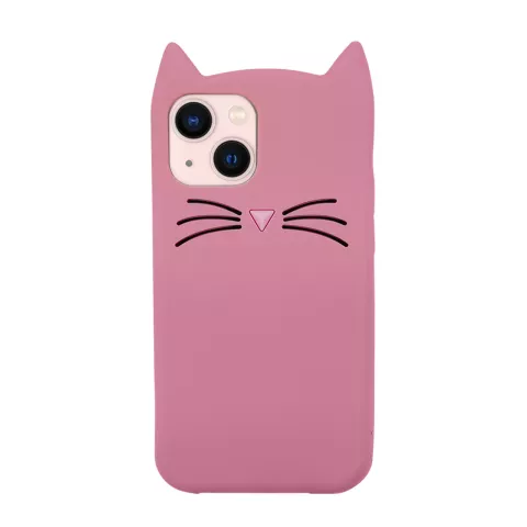Niedliche Katzen-Silikonh&uuml;lle f&uuml;r iPhone 15 - rosa