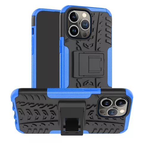 Stossfeste Kickstand-Schutzh&uuml;lle aus rutschfestem Kunststoff und TPU f&uuml;r iPhone 15 Pro - blau