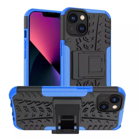 Stossfeste Kickstand-H&uuml;lle aus rutschfestem Kunststoff und TPU f&uuml;r iPhone 15 - Blau