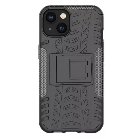 Stossfeste Kickstand-H&uuml;lle aus rutschfestem Kunststoff und TPU f&uuml;r iPhone 15 Plus - Schwarz