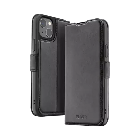 FLAVR Leather Wallet Case Recycelte H&uuml;lle Kompatibel mit iPhone 15 - Schwarz