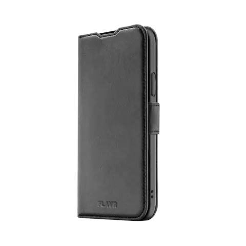 FLAVR Leather Wallet Case Recycelte H&uuml;lle Kompatibel mit iPhone 15 - Schwarz