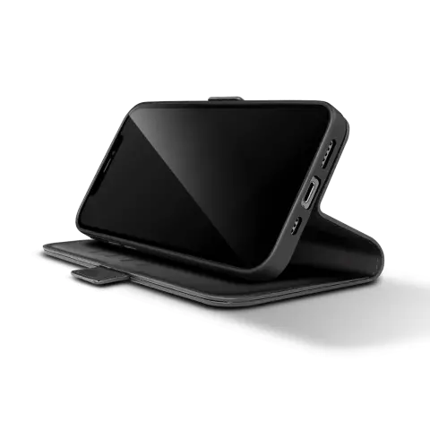 FLAVR Wallet Case aus recyceltem Leder, Kompatibel mit iPhone 15 Plus - Schwarz