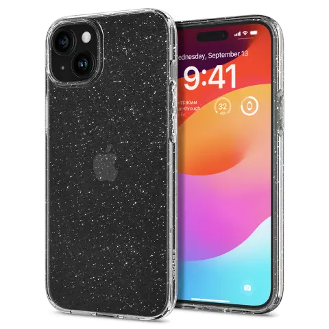 Spigen Liquid Crystal Glitter H&uuml;lle f&uuml;r iPhone 15 - Transparent