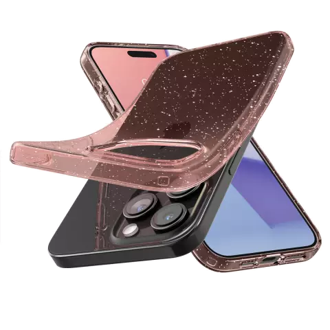 Spigen Liquid Crystal Glitter H&uuml;lle Kompatibel mit iPhone 15 Pro - Transparent Pink