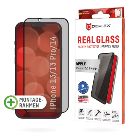 Displex Privacy Glass FC Displayschutzfolie Kompatibel mit iPhone 14 - Transparent