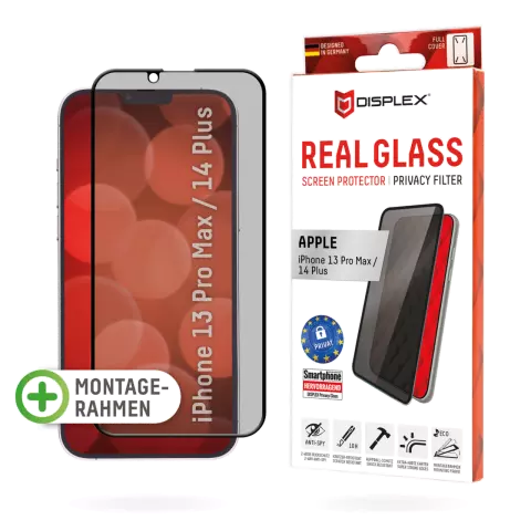 Displex Privacy Glass FC Displayschutzfolie Kompatibel mit iPhone 14 Plus - Transparent