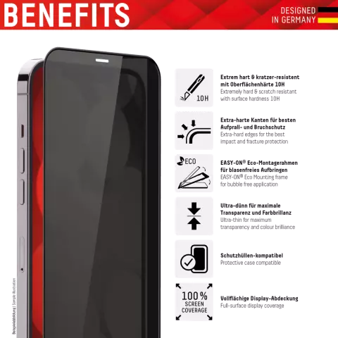 Displex Privacy Glass FC Displayschutzfolie Kompatibel mit iPhone 14 Pro Max - Transparent