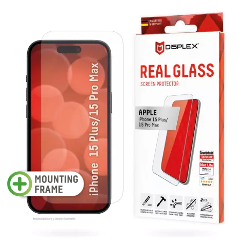 Displex Echtglas Displayschutz Kompatibel mit iPhone 15 Plus &amp; iPhone 15 Pro Max - Transparent