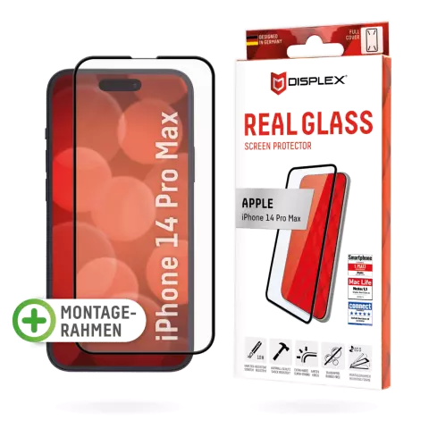 Displex Echtglas Full Cover Displayschutz Kompatibel mit iPhone 14 Pro Max - Transparent