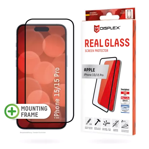 Displex Echtglas Full Cover Displayschutz Kompatibel mit iPhone 15 - Transparent