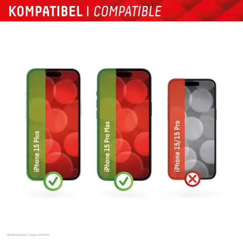 Displex Echtglas-Vollbild-Displayschutz, Kompatibel mit iPhone 15 Plus und iPhone 15 Pro Max - transparent