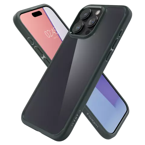 Spigen Ultra Hybrid H&uuml;lle Kompatibel mit iPhone 15 Pro - Gr&uuml;n