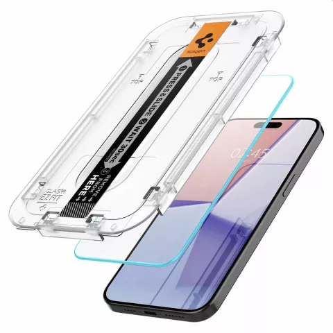 Spigen Glass mit Montagerahmen EZ FIT 2er-Pack Displayschutzfolie Kompatibel mit iPhone 15 Pro Max - Transparent