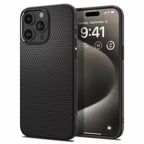 Spigen Liquid Air Case H&uuml;lle Kompatibel mit iPhone 15 Pro Max - Schwarz