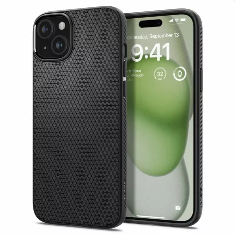 Spigen Liquid Air Case-Abdeckung f&uuml;r iPhone 15 Plus - Schwarz