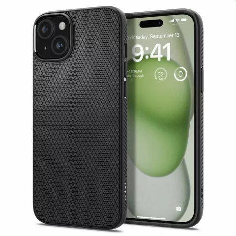 Spigen Liquid Air Case H&uuml;lle Kompatibel mit iPhone 15 Plus - Schwarz