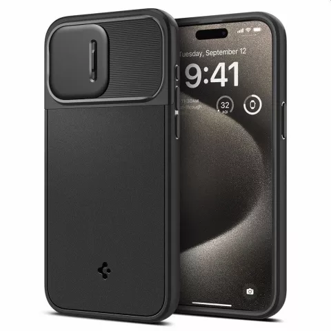 Spigen Optik Armor Magfit Schutzh&uuml;lle f&uuml;r iPhone 15 Pro Max - Schwarz