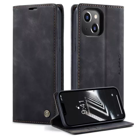 Caseme Retro Wallet Case H&uuml;lle f&uuml;r iPhone 15 - Schwarz