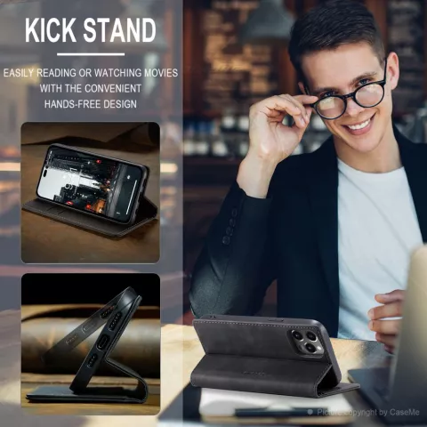 Caseme Retro Wallet Case Kompatibel mit iPhone 15 Pro Max - schwarz