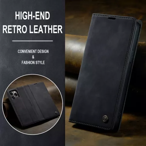 Caseme Retro Wallet Case Kompatibel mit iPhone 15 Pro Max - schwarz