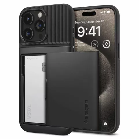 Spigen Slim Armor CS H&uuml;lle Kompatibel mit iPhone 15 Pro Max - Schwarz