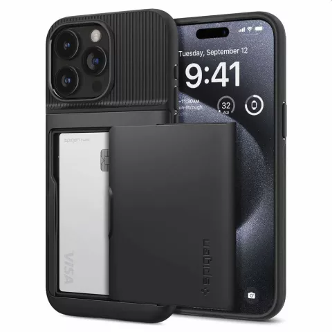 Spigen Slim Armor CS H&uuml;lle Kompatibel mit iPhone 15 Pro - Schwarz