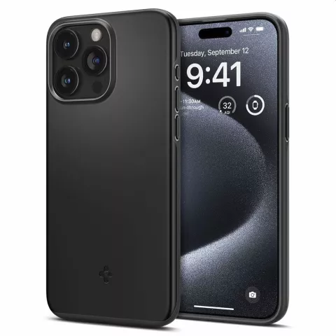 Spigen Thin Fit Case Kompatibel mit iPhone 15 Pro - Schwarz