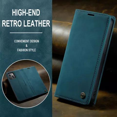 Caseme Retro Wallet Case f&uuml;r iPhone 15 - Blau