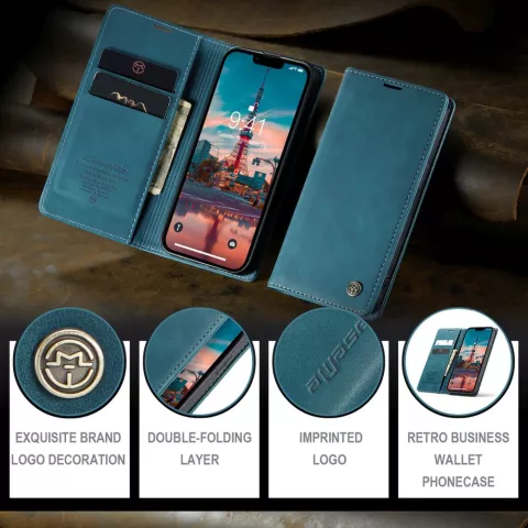 Caseme Retro Wallet Case f&uuml;r iPhone 15 Plus - Blau