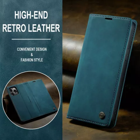 Caseme Retro Wallet Case f&uuml;r iPhone 15 Pro - Blau