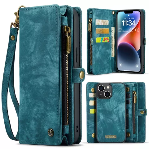 Caseme Vintage Wallet-H&uuml;lle f&uuml;r iPhone 15 Plus - Blau