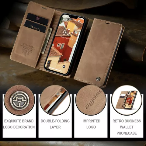 Caseme Retro Wallet Case H&uuml;lle f&uuml;r iPhone 15 - braun