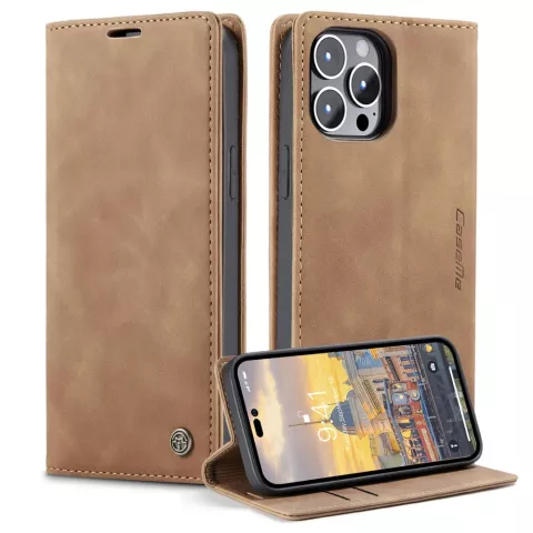 Caseme Retro Wallet Case Kompatibel mit iPhone 15 Pro Max - braun
