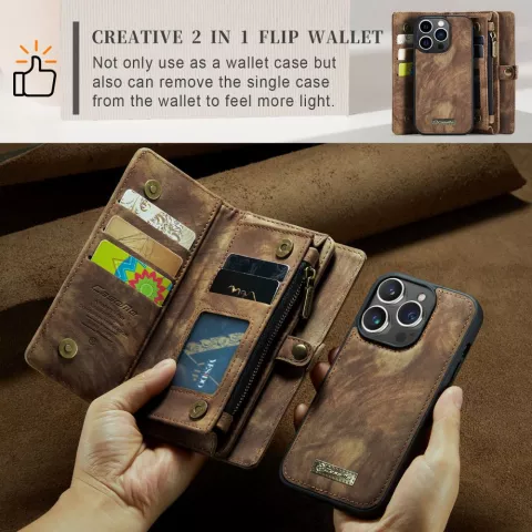 Caseme Vintage Wallet H&uuml;lle f&uuml;r iPhone 15 Pro - braun