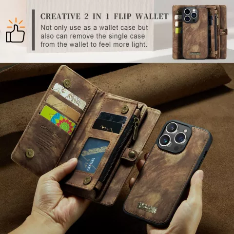 Caseme Vintage Wallet-H&uuml;lle f&uuml;r iPhone 15 Pro Max - braun