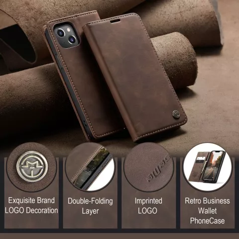 Caseme Retro Wallet Case f&uuml;r iPhone 15 Plus - Kaffee