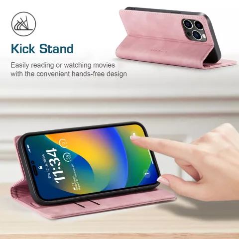 Caseme Retro Wallet Case f&uuml;r iPhone 15 Pro Max - Pink