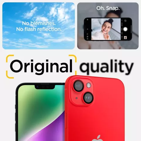 Spigen Kameraobjektiv-Glasschutz, 2er-Pack, Kompatibel mit iPhone 14 Plus und iPhone 14 - Rot
