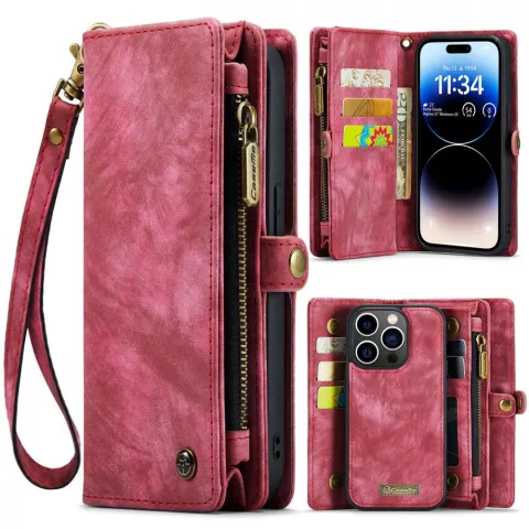 Caseme Vintage Wallet-H&uuml;lle f&uuml;r iPhone 15 Pro Max - Rot