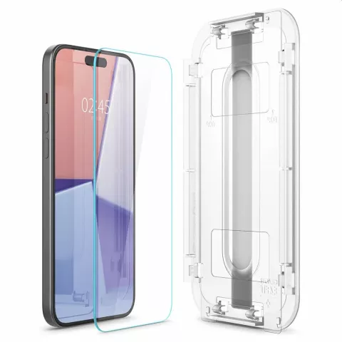 Spigen Glas-Montagerahmen EZ FIT 2er-Pack AGL06883 Displayschutzfolie f&uuml;r iPhone 15 Plus - Transparent