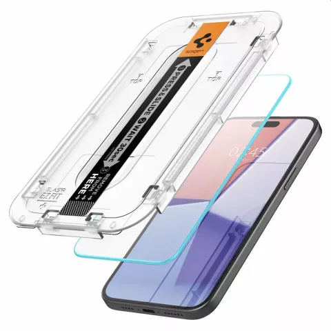 Spigen Glas-Montagerahmen EZ FIT 2er-Pack AGL06883 Displayschutzfolie f&uuml;r iPhone 15 Plus - Transparent