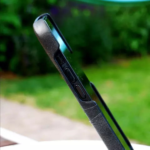 Duo Cardslot Wallet vegane Lederh&uuml;lle Kompatibel mit iPhone 15 Plus - schwarz