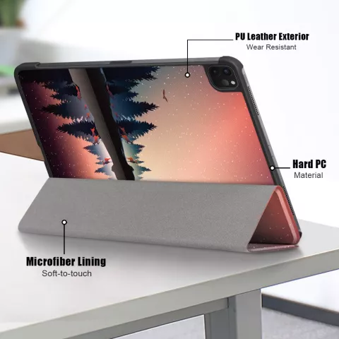 Midnight Trifold Case f&uuml;r iPad Pro 11 Zoll (2018 2020 2021 2022) &amp; iPad Air 4 und iPad Air 5 - Schwarz