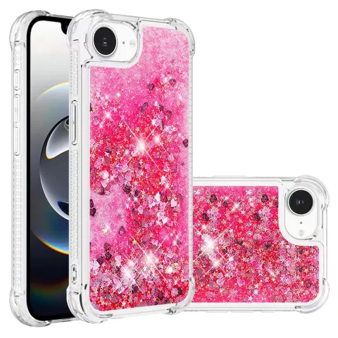 Glitzer-TPU mit verst&auml;rkten Ecken, Kompatibel mit iPhone 16e - transparent rosa