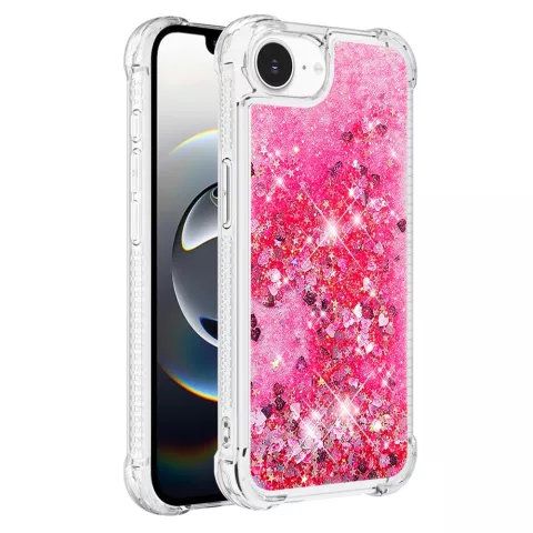Glitzer-TPU mit verst&auml;rkten Ecken, Kompatibel mit iPhone 16e - transparent rosa