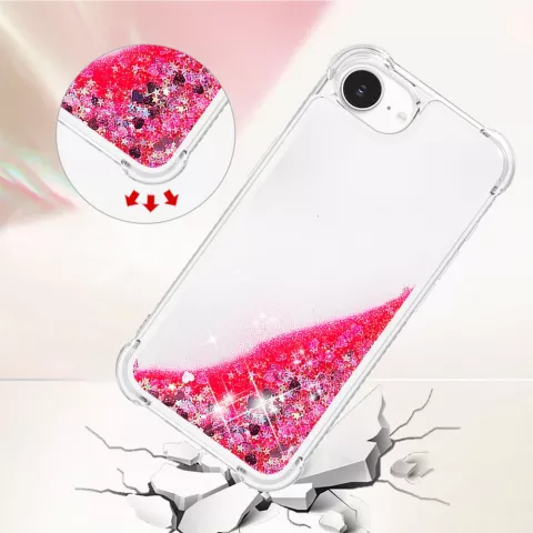 Glitzer-TPU mit verst&auml;rkten Ecken, Kompatibel mit iPhone 16e - transparent rosa