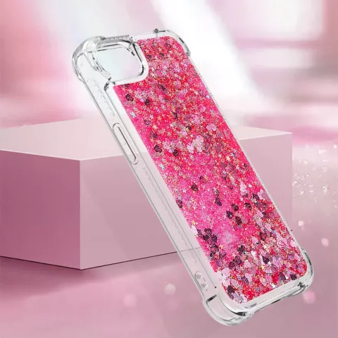 Glitzer-TPU mit verst&auml;rkten Ecken, Kompatibel mit iPhone 16e - transparent rosa