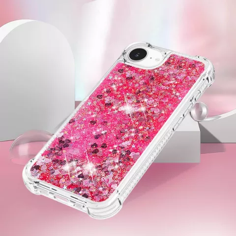 Glitzer-TPU mit verst&auml;rkten Ecken, Kompatibel mit iPhone 16e - transparent rosa