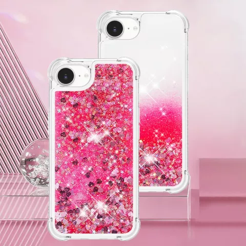 Glitzer-TPU mit verst&auml;rkten Ecken, Kompatibel mit iPhone 16e - transparent rosa